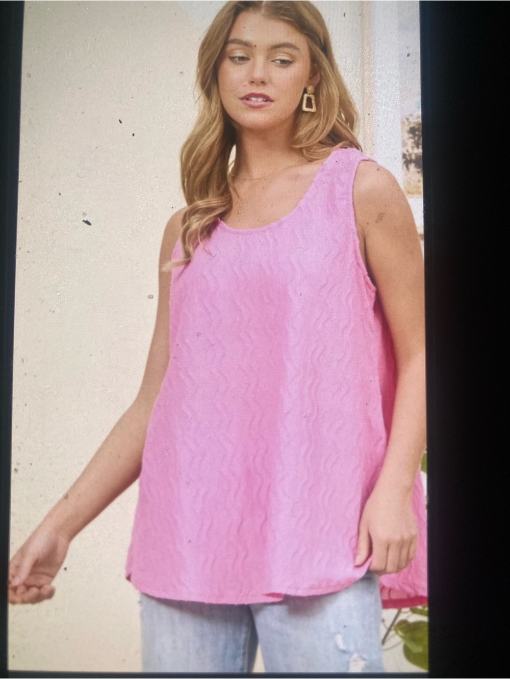 ANDREE BY UNIT Pink Textured Sleeveless Tank NWOTS